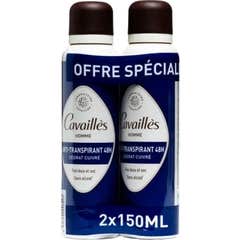 Cavaillès Déodorant Homme Anti-Transpirant 48h 2x150ml