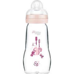 Mam Feel Good Biberon En Verre Rose +0 Mois 260ml