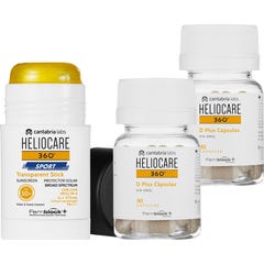 Heliocare 360º D Plus 2x30 capsules + CADEAU Heliocare 360º Sport Stick Solaire Transparent SPF50+ 25 g