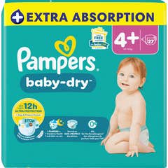 Pampers Pañales Baby Dry Talla 4 Maxi Plus 10-15 kg 27 uds