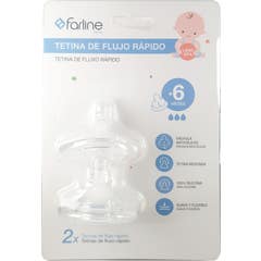 Farline Bébé Tétine Débit Rapide +6 Mois 2 unités