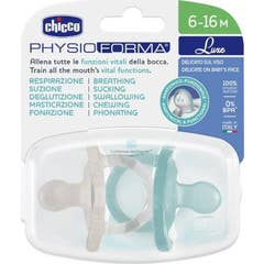 Chicco Physioforma Luxe Silicone Sucette 6-16M Bleu Gris 2uts