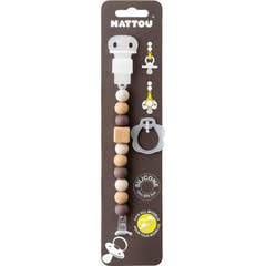 Nattou Silicone Pacifier Clip Stone 1ut