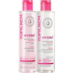 Topicrem Hydra+ Set Gel Nettoyant 200 ml + Eau Micellaire 200 ml