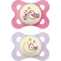 Mam Original Pure Nuit Sucette Silicone Rose/Violet 2-6M 2 uts