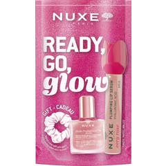 Nuxe Glow On The Go Soin Lèvres Very Rose + Huile Or Florale 10ml + Chouchou