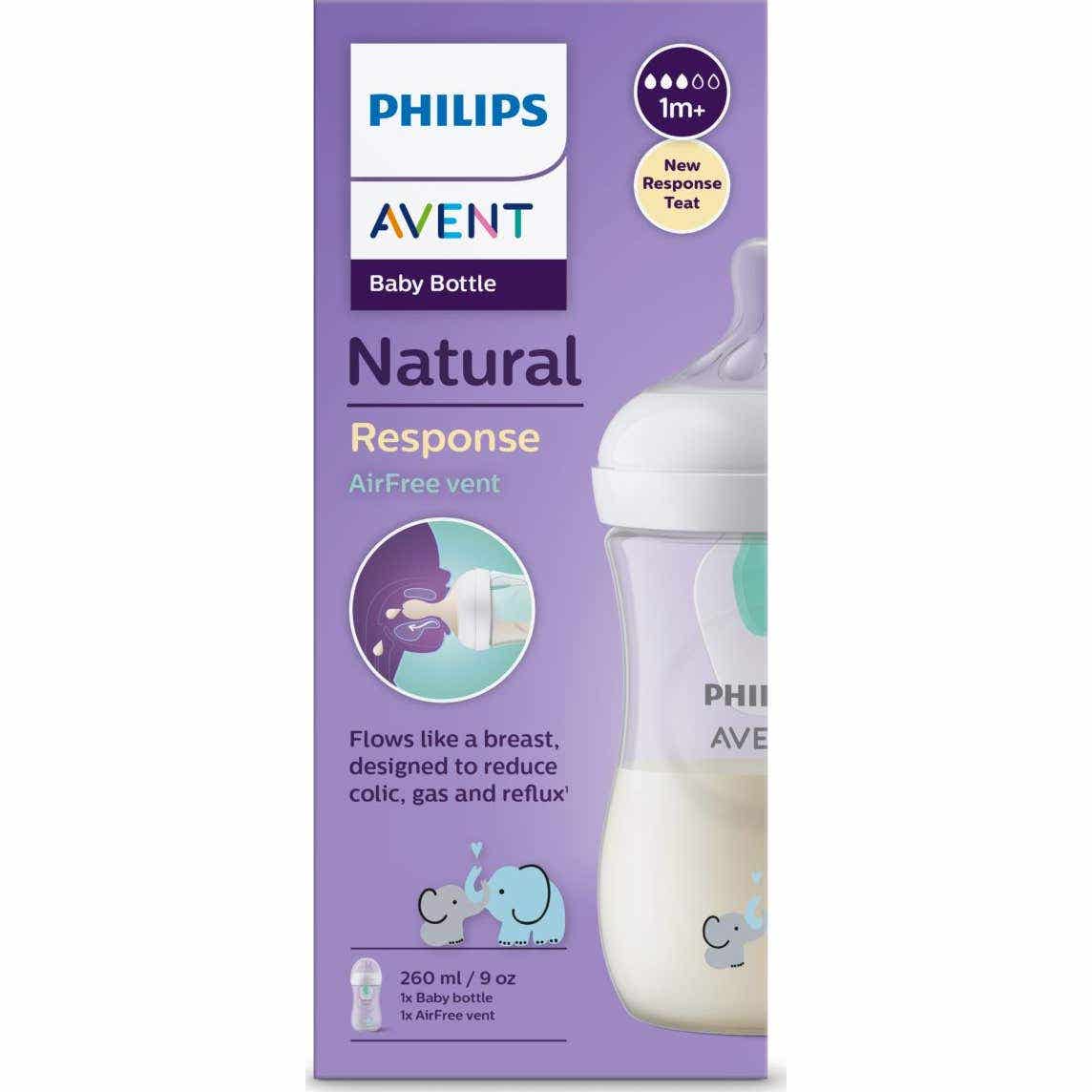 Philips Avent Biberon SCY673/81 Natural AirFree Éléphant 260ml