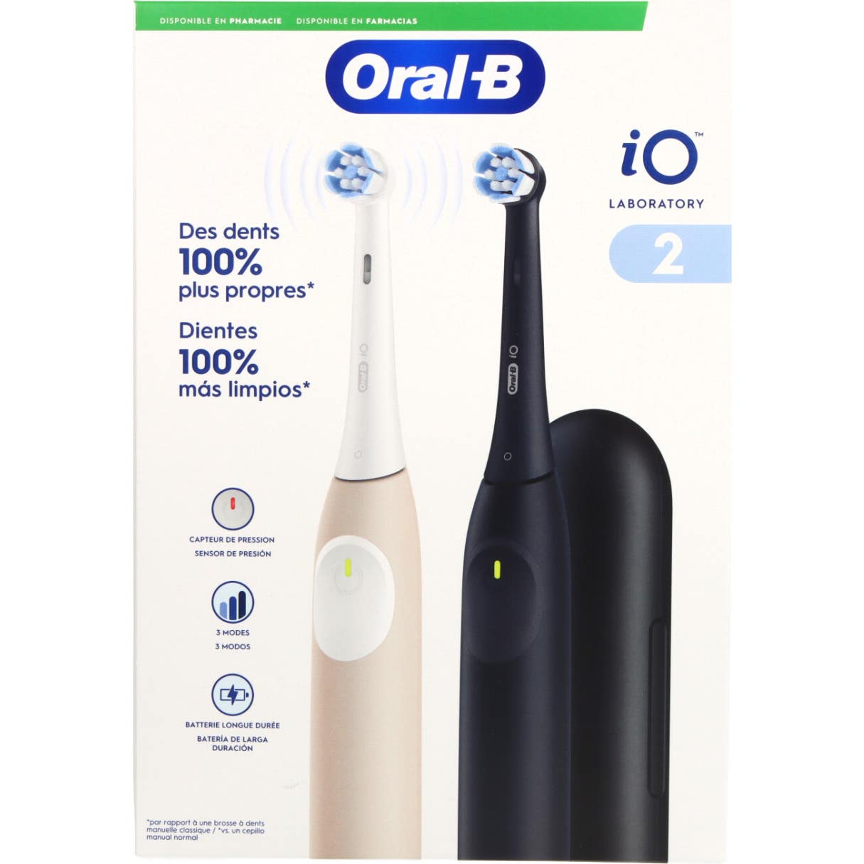 Oral-B iO2 Pack Duo Brosse à Dents Électrique Noire et Rose