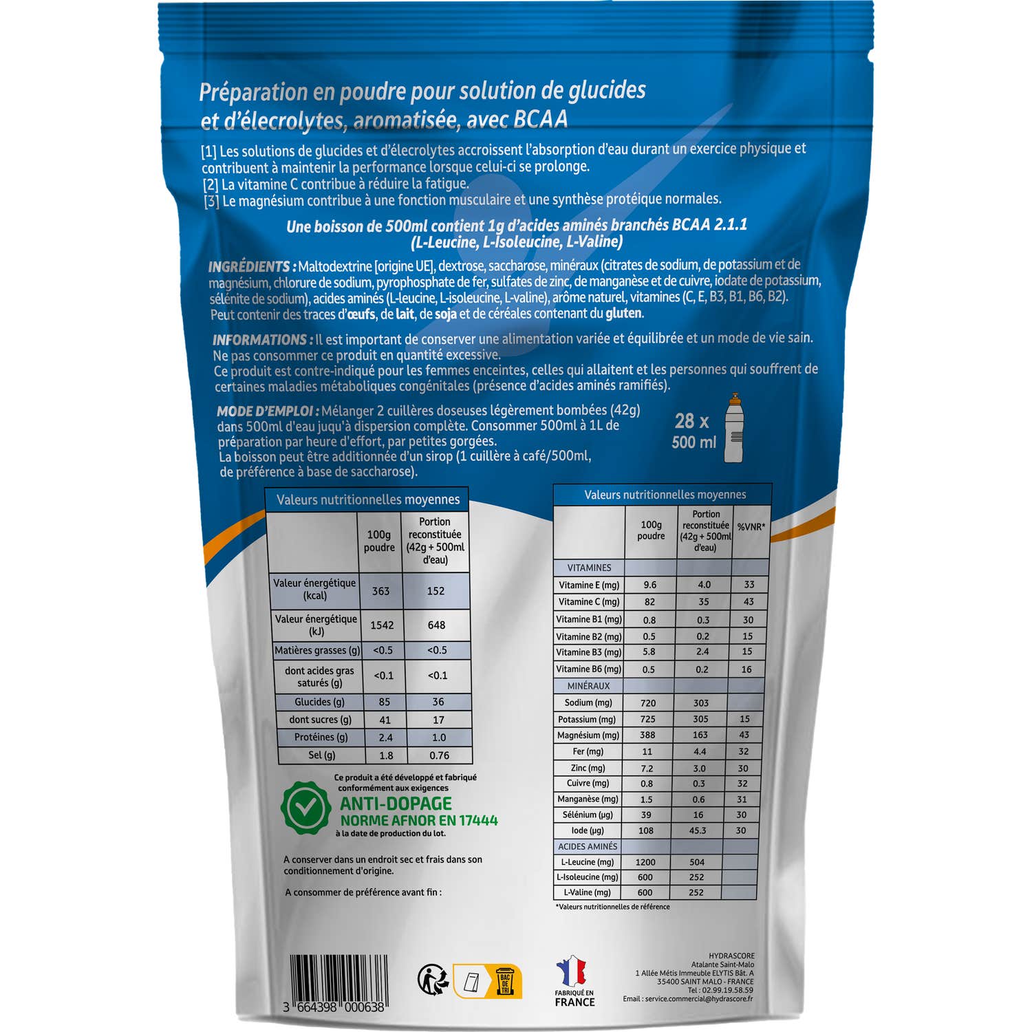 Hydrascore N°9 Boisson Isotonique Neutre 1,2kg Hydrascore N°9 Boisson Isotonique Neutre 1,2kg