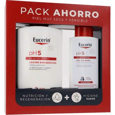 Eucerin Pack pH5 Lotion Enrichie 1L + Gel de Bain 200ml