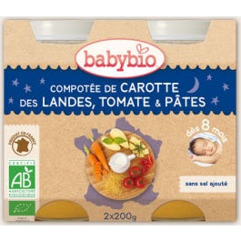 Babybio Petits Pots Menu Légumes Pâtes Bio dès 8 mois 2 x 200 g