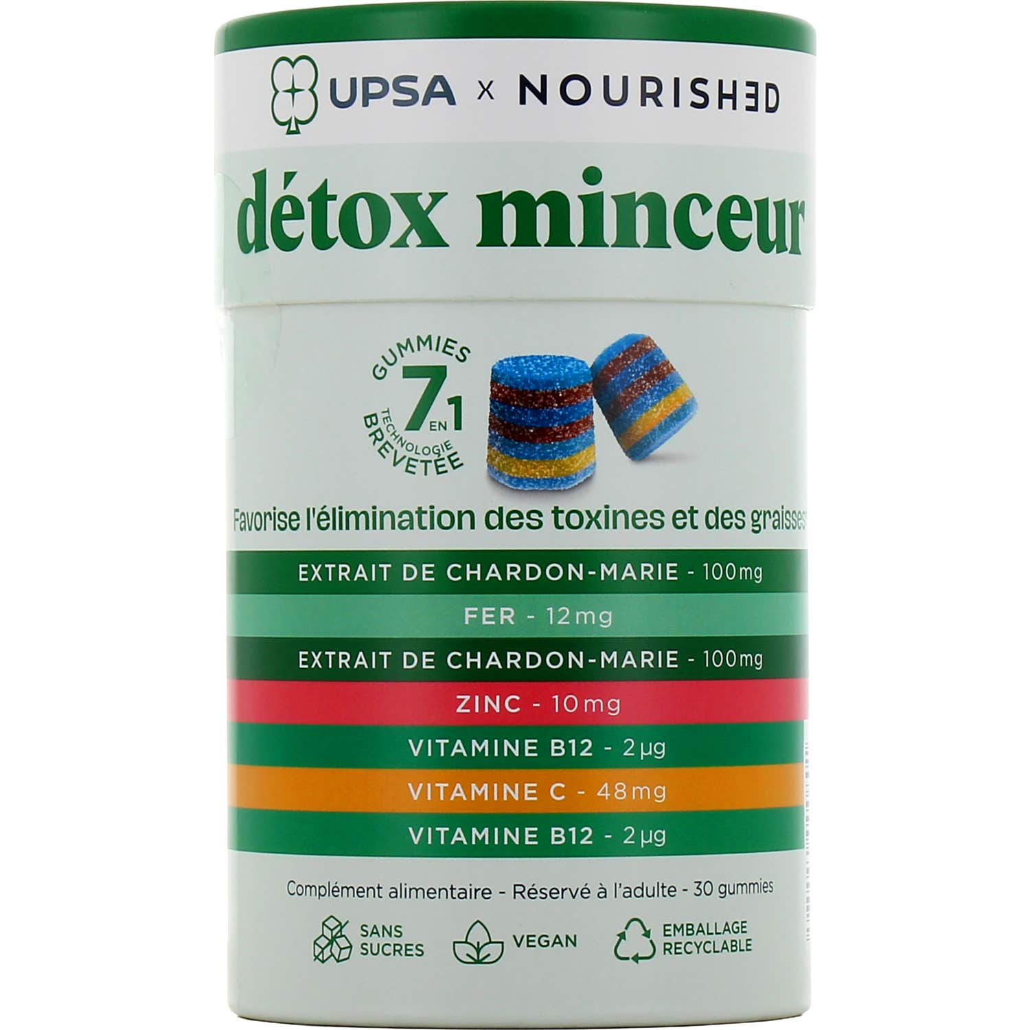 Upsa Détox Minceur 7 En 1 30 Gummies