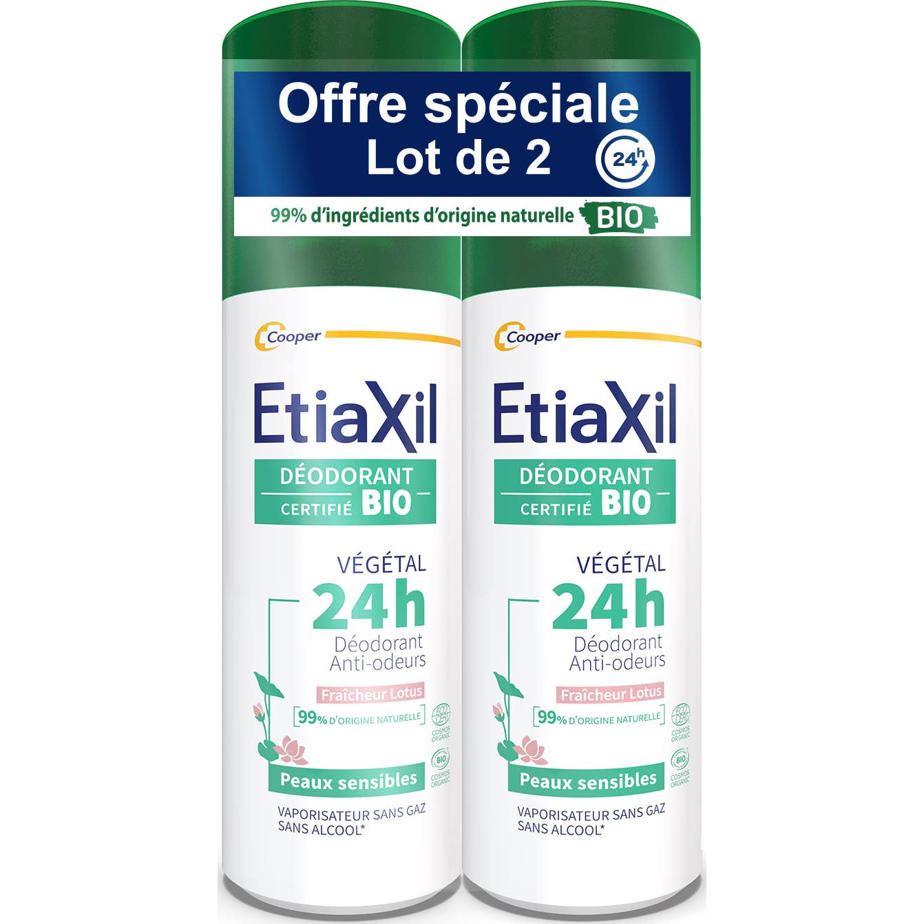 Etiaxil Déodorant Végétal 24h Lotus Spray 2x100ml