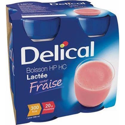 Delical Boisson HP HC Lactée Fraise 4x200ml