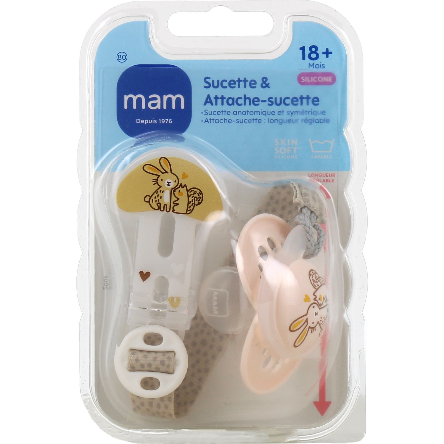 Mam Sucette Original Nature 18 Mois + Attache-Sucette