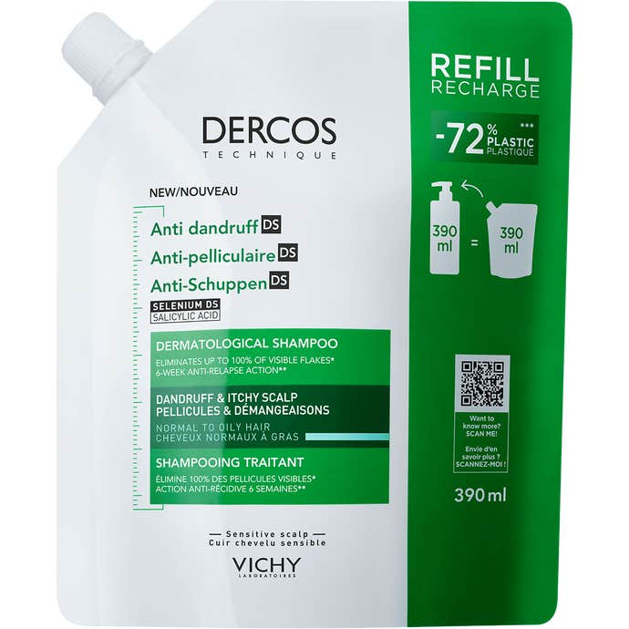 Vichy Dercos Technique Shampooing Antipelliculaire DS Cheveux Gras Eco-recharge 390ml