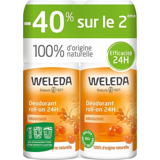 Weleda Déodorant Roll On 24H Argousier 2X50ml