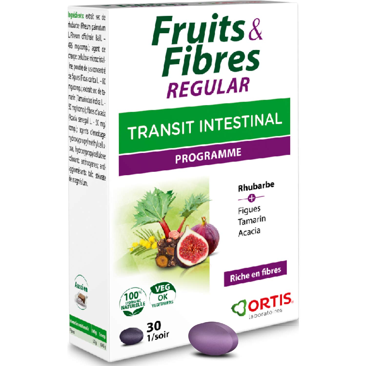 Ortis Fruits&Fibres Regular Transit Intestinal 30 Comprimés