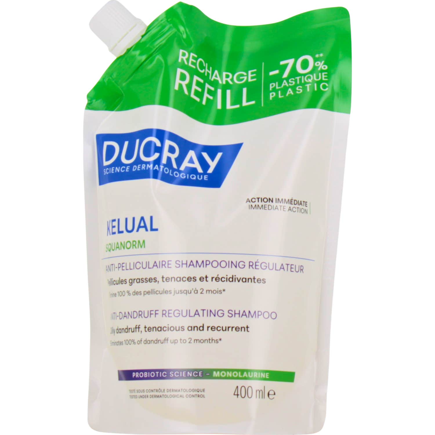 Ducray Kelual Squanorm Shampooing Régulateur Recharge 400 ml