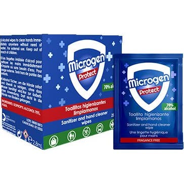 Lingettes désinfectantes Microgen 70% alcool 25uds
