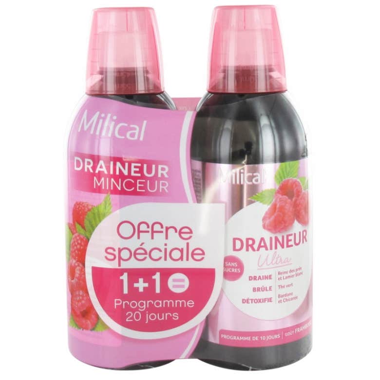 Milical Draineur Ultra Framboise 2x500mL