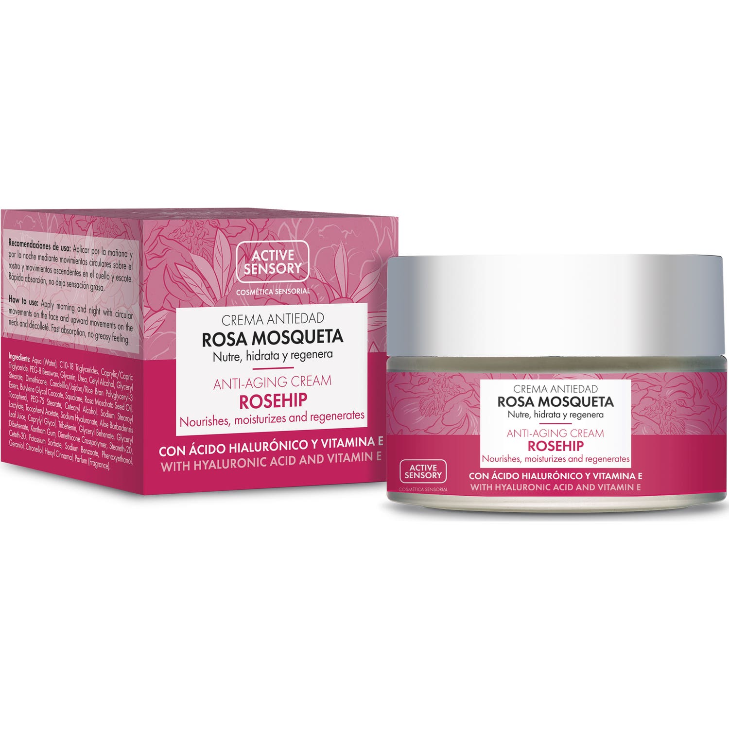 ACTIVE SENSORY  Cr&egrave;me d'&eacute;glantier &agrave; l'acide hyaluronique 50 ml