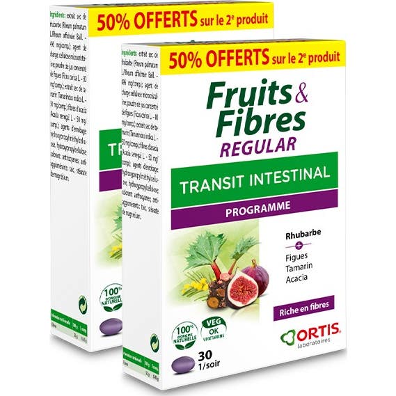 Ortis Fruits&Fibres Regular Transit Intestinal 2x30 Comprimés