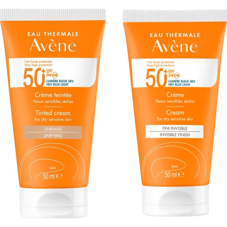 Avène Pack Crème Teintée SPF50+ 50ml + Crème Peaux Sèches SPF50+ 50ml