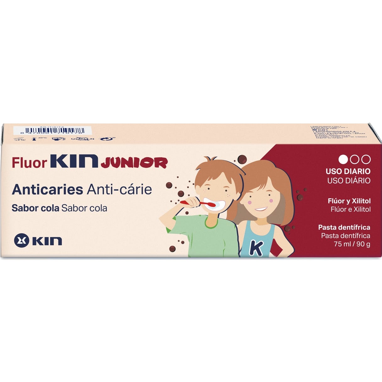 Fluor-Kin Junior, dentifrice aromatisé au cola 75ml