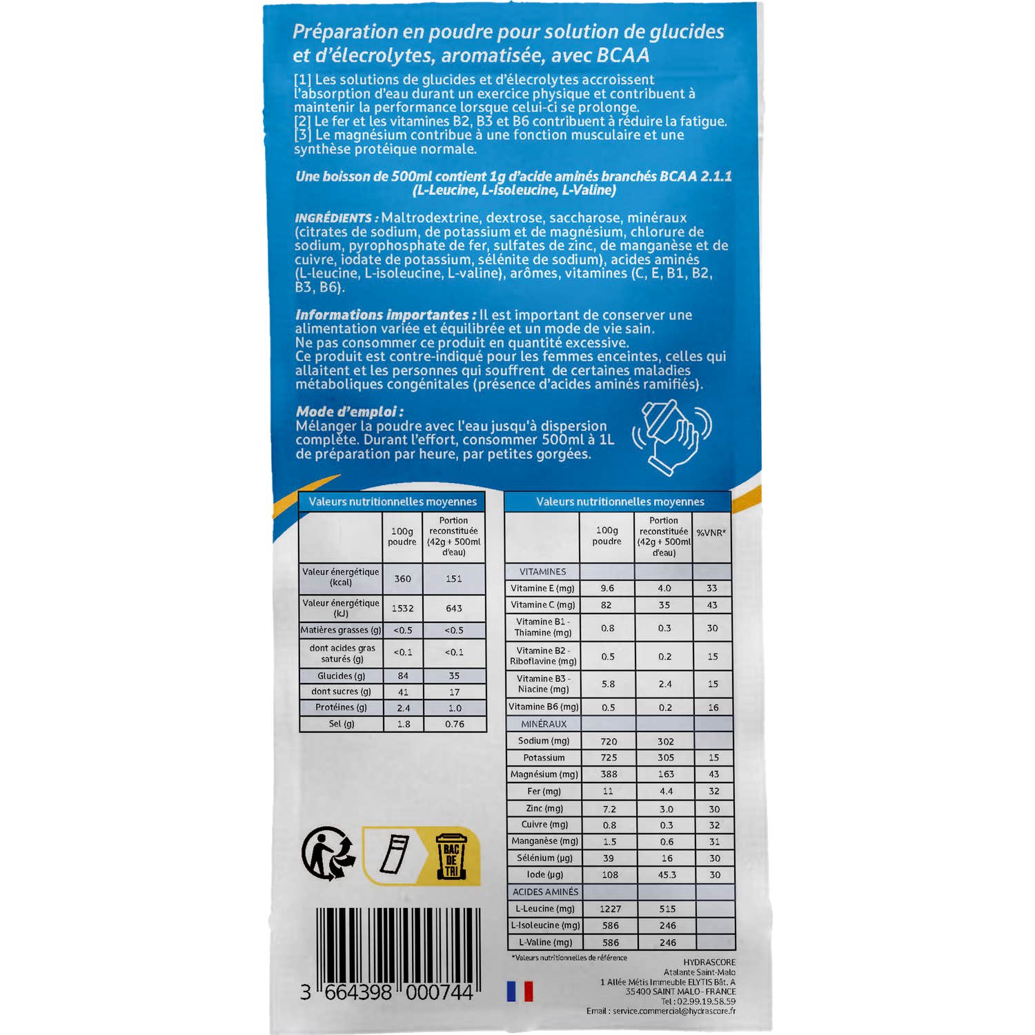 Hydrascore N°9 Boisson Isotonique Fruits Rouges 42g Hydrascore N°9 Boisson Isotonique Fruits Rouges 42g