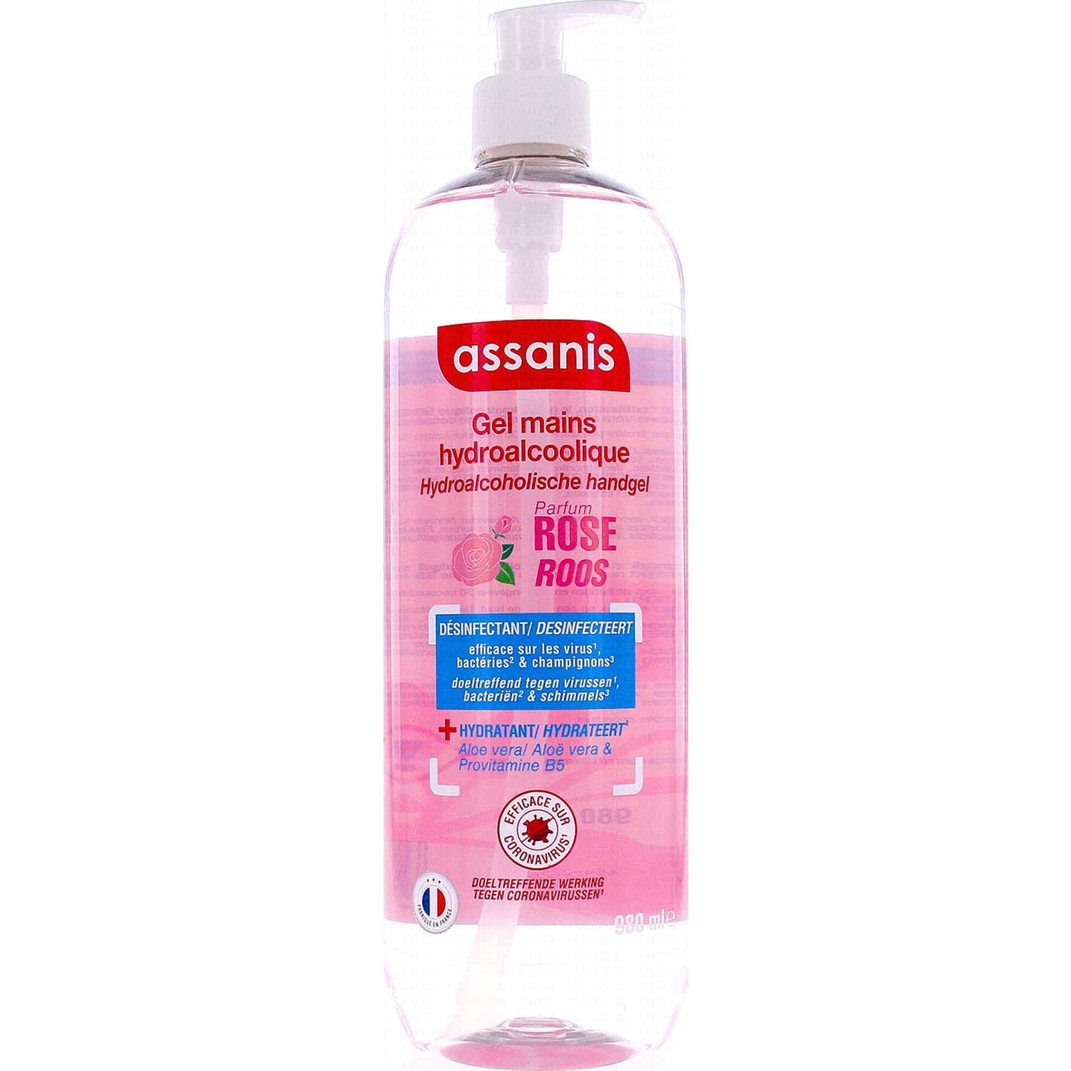 Assanis Gel Mains Hydroalcoolique Rose 980ml
