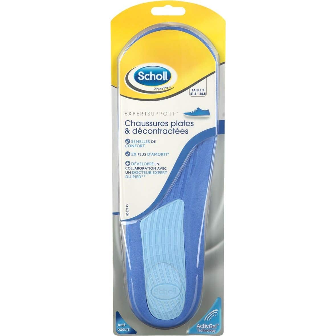 Scholl Semelles Chaussures Plates et Decontractées Taille 2 (41,5-46,5)
