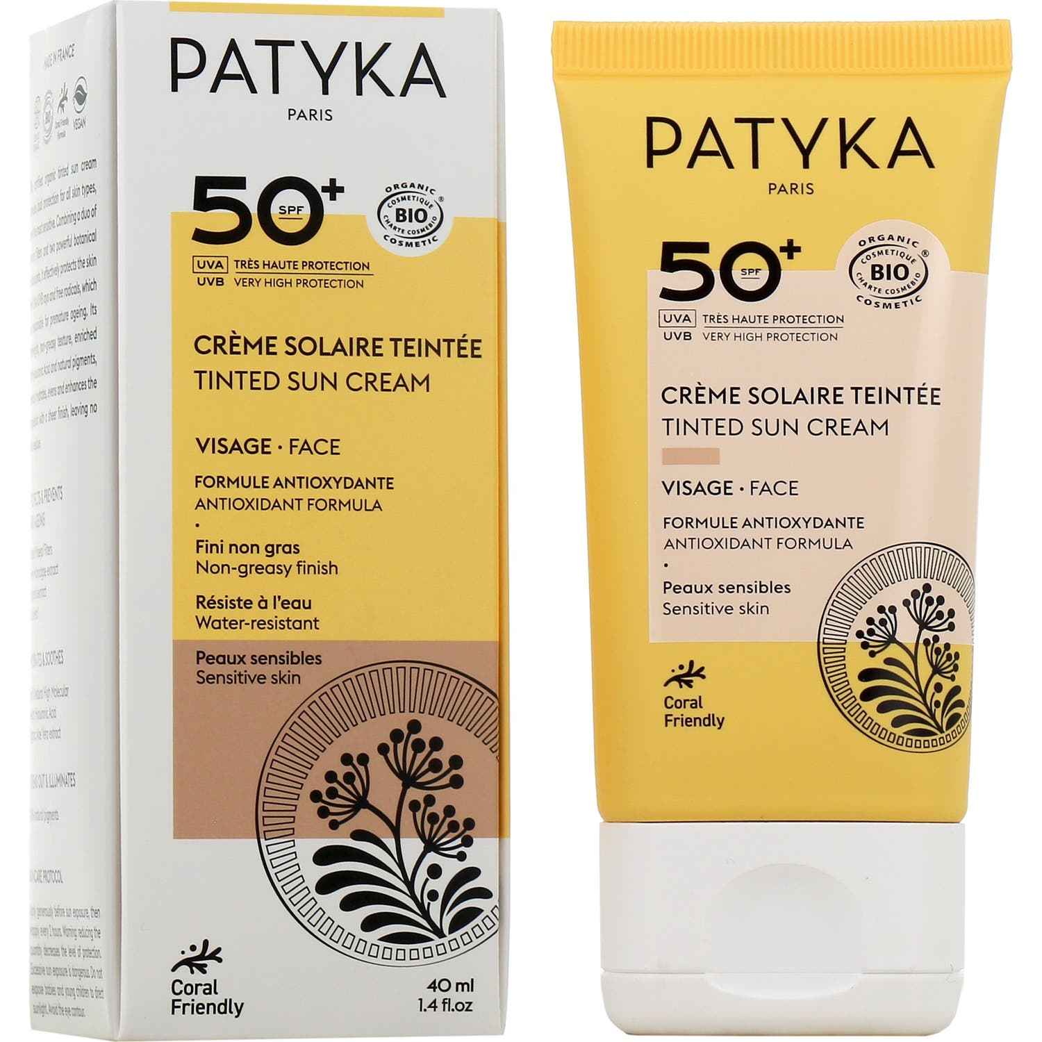 Patyka Crème Solaire Teintée Visage SPF50+ 40ml