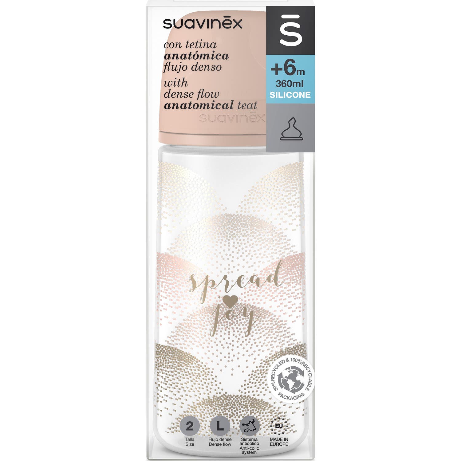 Suavinex Biberon Classic Tétine anatomique en silicone T2L 360ml