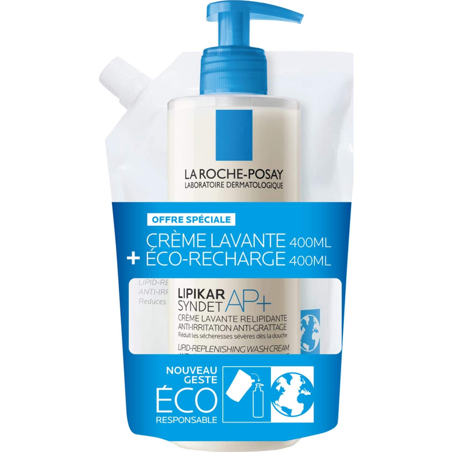 La Roche-Posay Lipikar Syndet AP+ Crème Lavante 400ml + Eco-Recharge 400ml