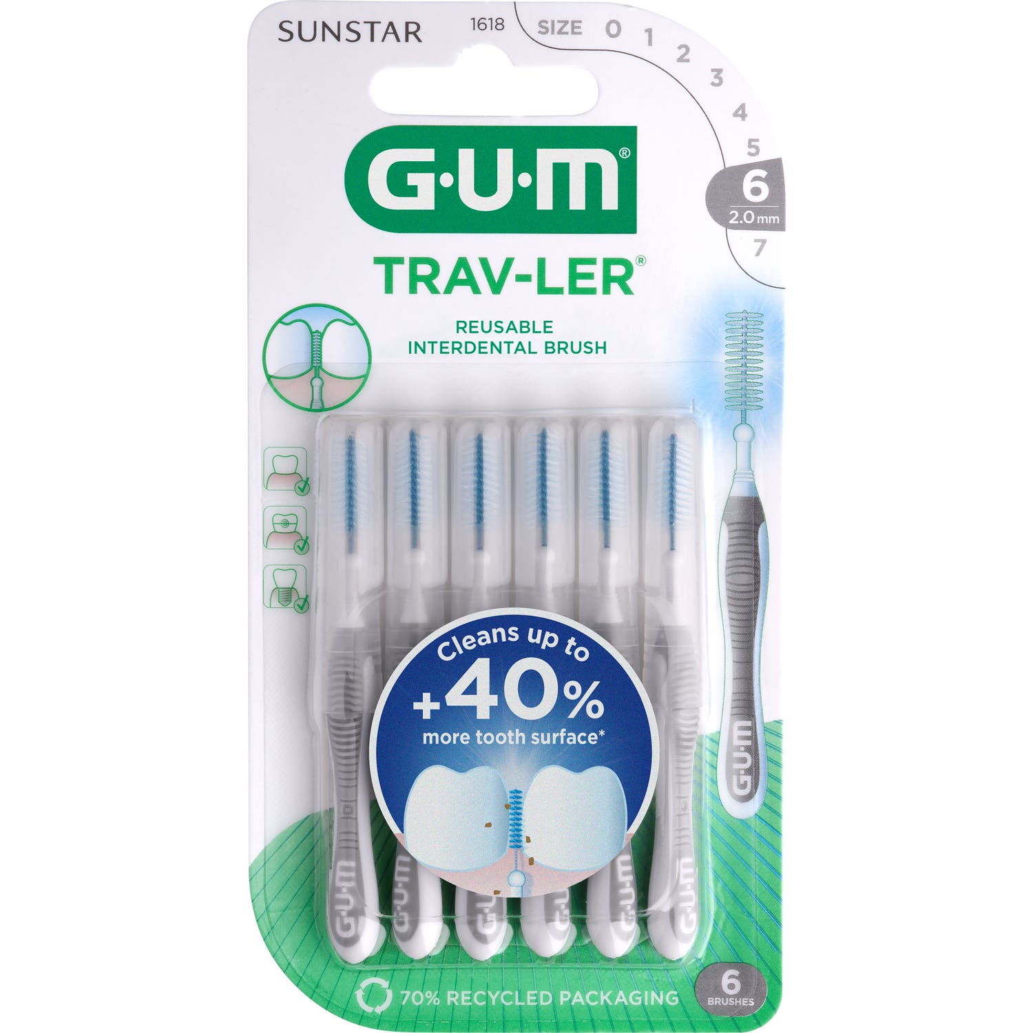 GUM Trav-Ler Brosse Interdentaire 2.0mm 4 Pièces