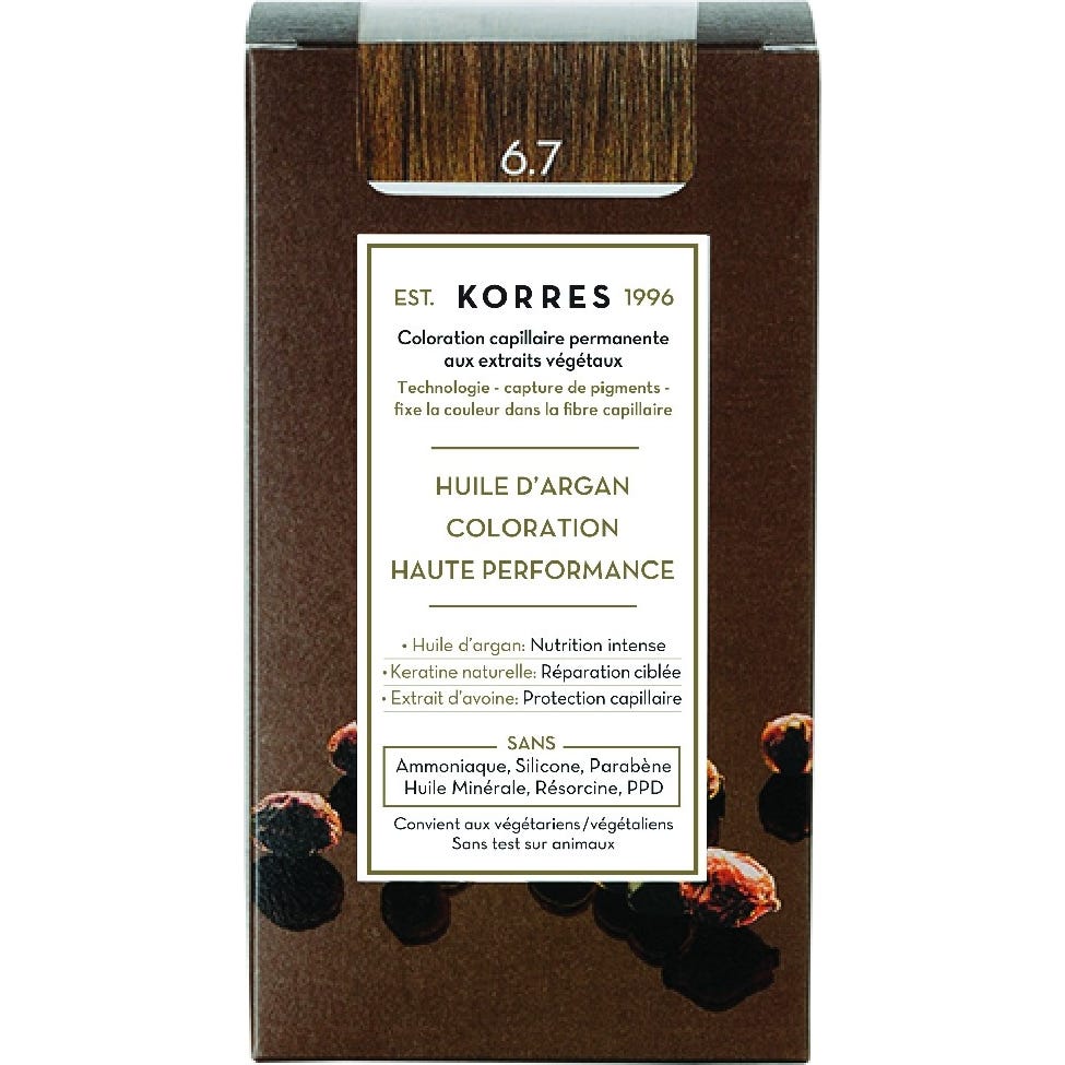 Korres Huile d'Argan Coloration 6.7 Blond Foncé Marron 50ml