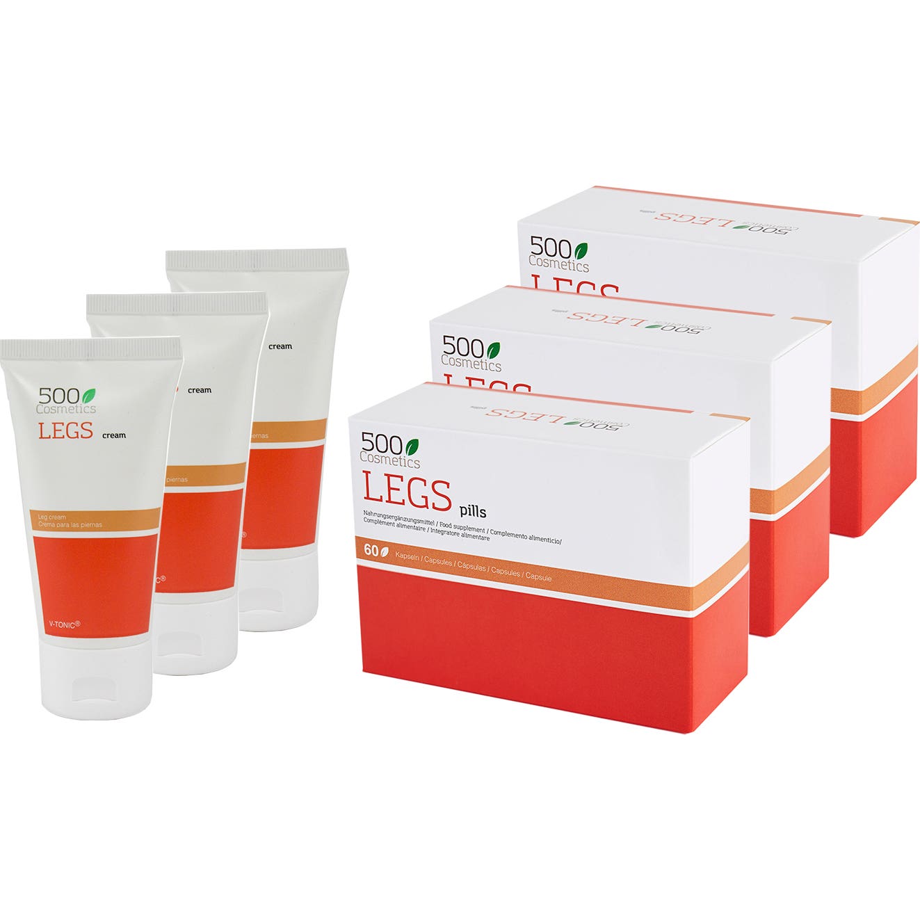 500Cosmetics Packs Jambes Triples Pour Varices 60Caps+ Crème 75ml