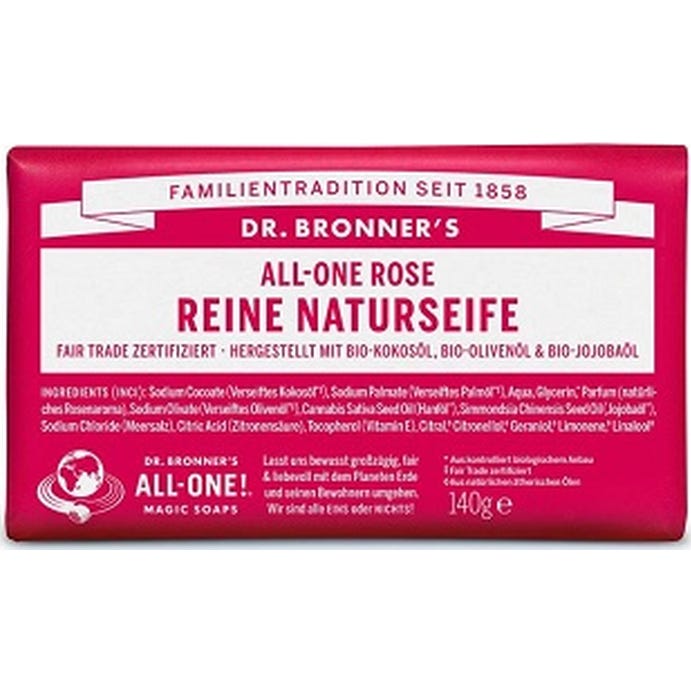 Dr. Bronner's Rose Pure-Castile Magic Bar Soap Savon 140 G - Image 2