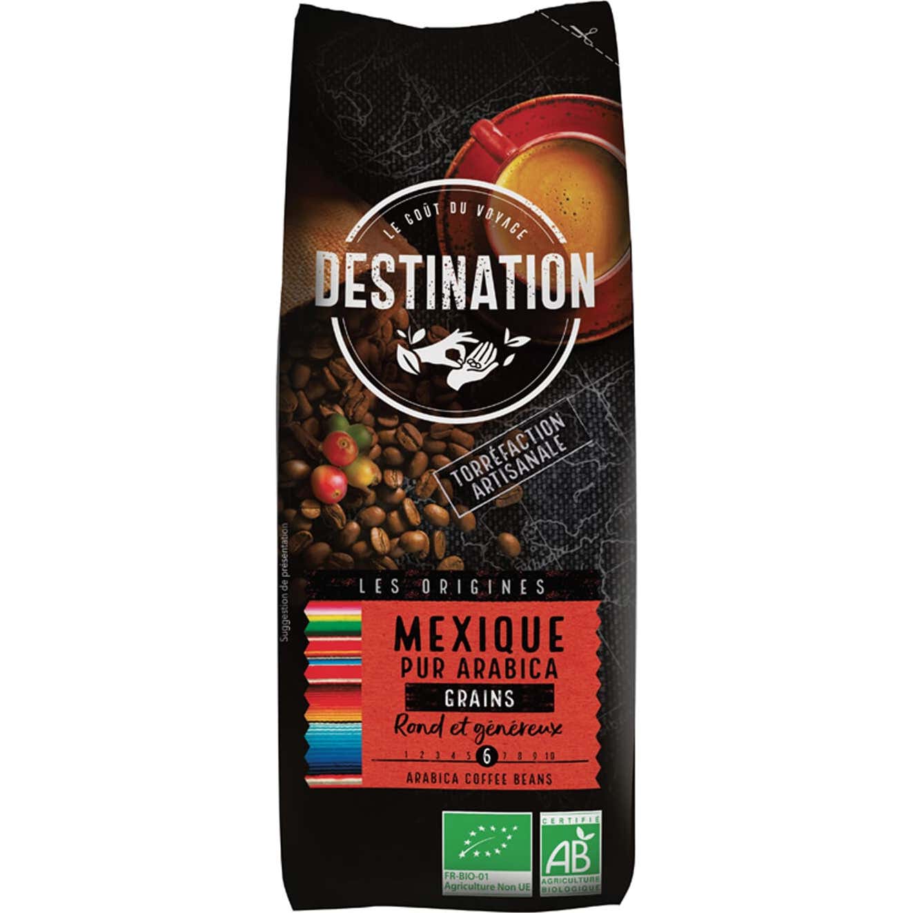 Destination Café Mexique 100% Arabica Grains Bio 250g