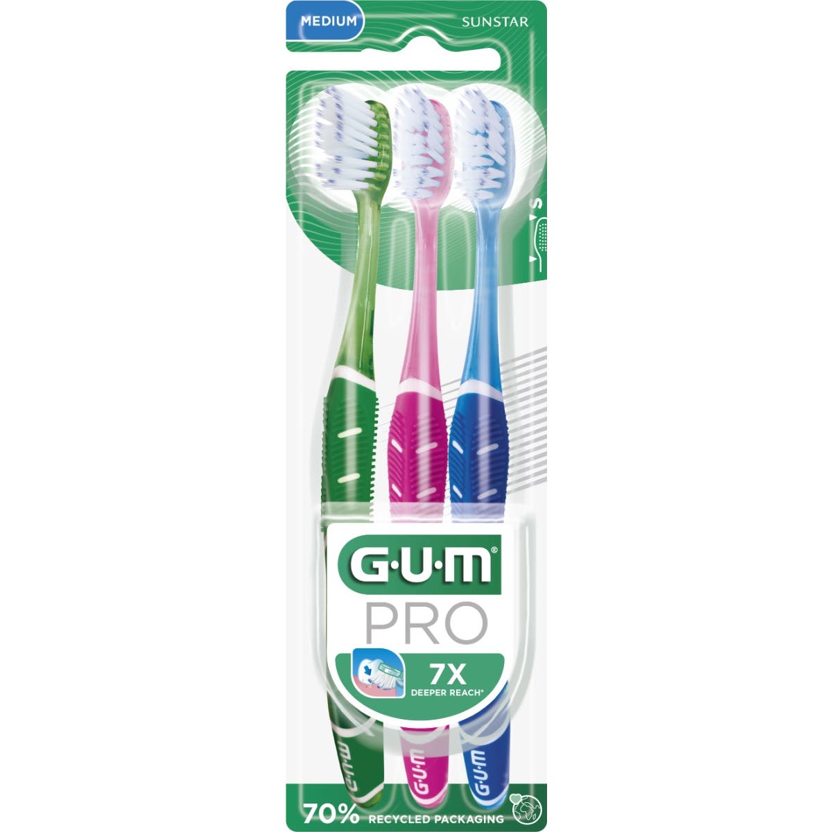 Gum Pack Pro 528 Brosse à Dents Medium 2+1uts