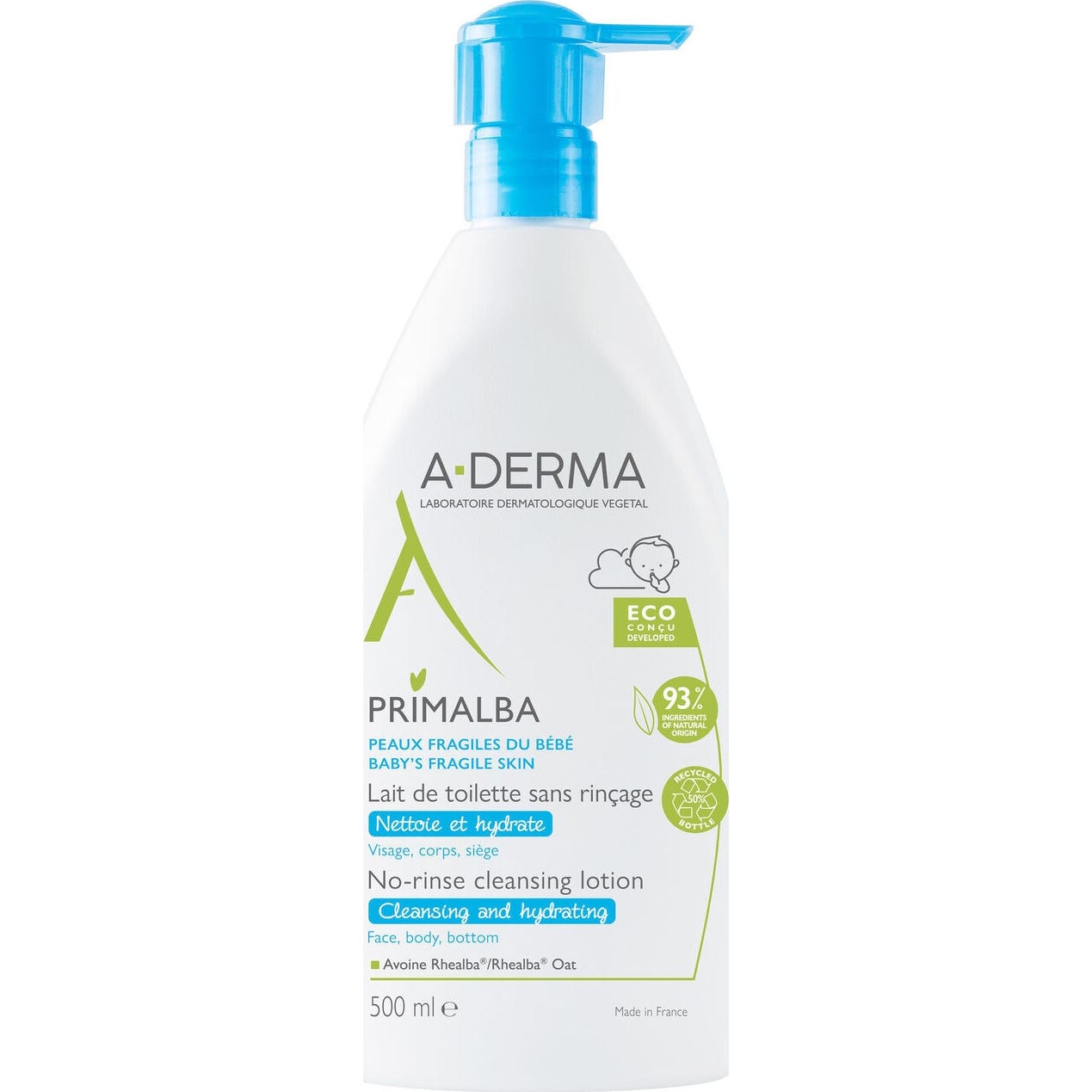 A-Derma Primalba Lait Toilette sans Rinçage 500ml