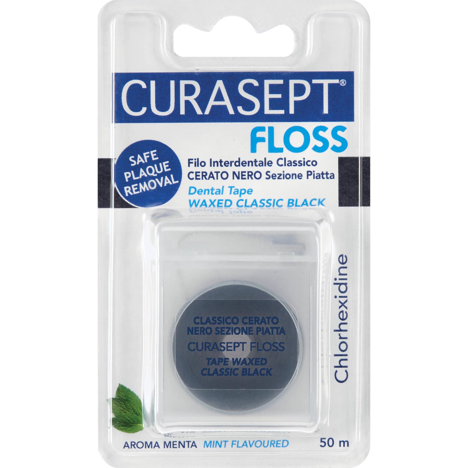 Curasept Floss Fil Dentaire Noir Ciré Chlorhexidine 50m 1ut