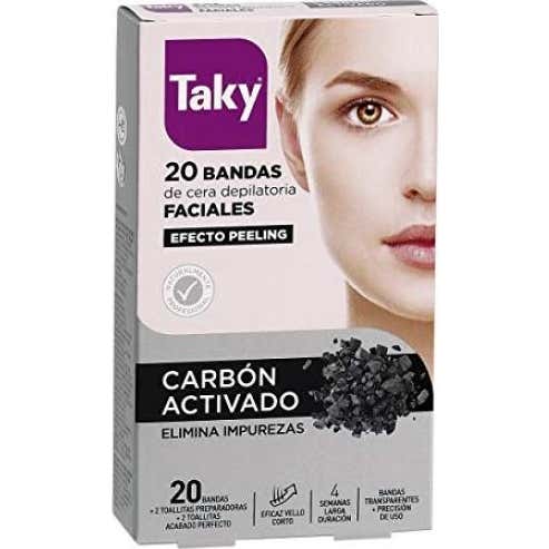 Taky Carbon Activado Bandas Cera Faciales Depilatorias 20uts