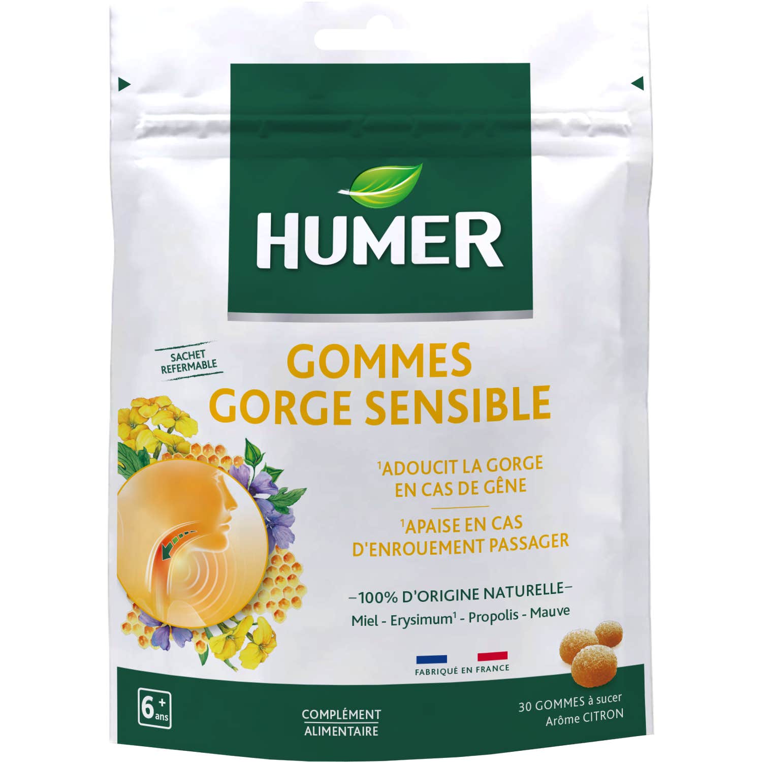Humer Gommes Gorge Sensible 30 Gommes