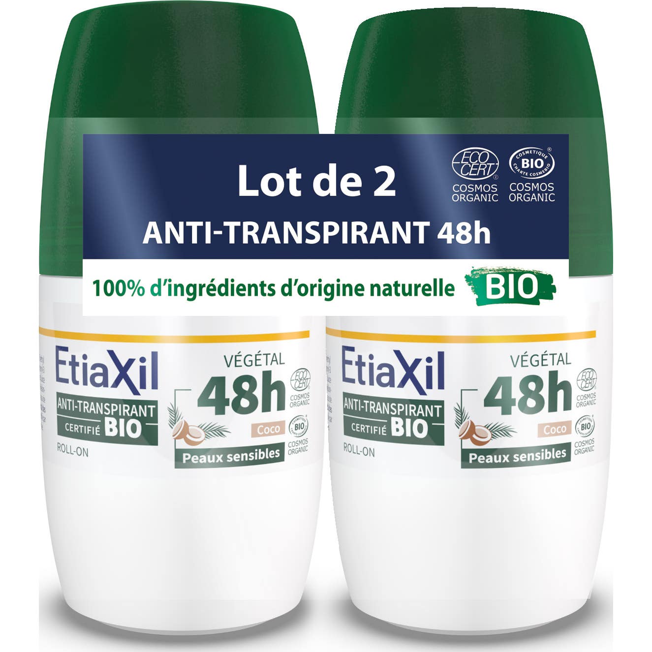 Etiaxil Déodorant Anti-Transpirant Coco 48h Roll-On 2x50ml
