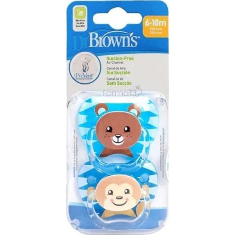 Dr Brown's Sucette Silicone Prevent Classic Garçon 6-12M T2