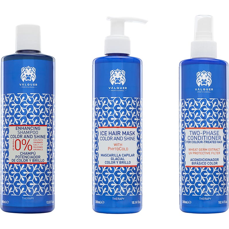 Valquer Pack Potenciador del Color y Brillo Champú + Mascarilla + Acondicionador