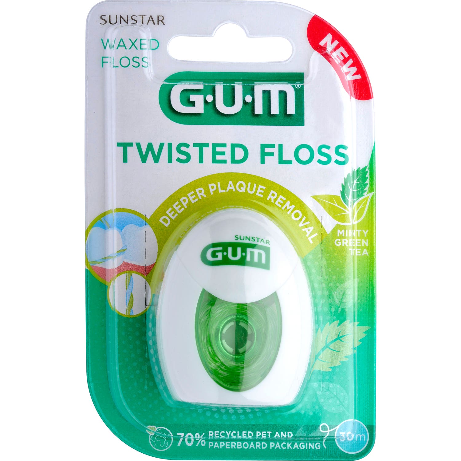 GUM Twisted Minty Green Tea 30m 1 Unité