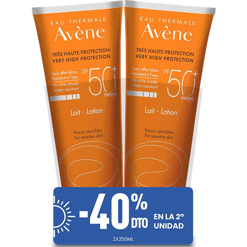Avène Pack Lait Solaire Spf50 Peau Sensible 2x250ml